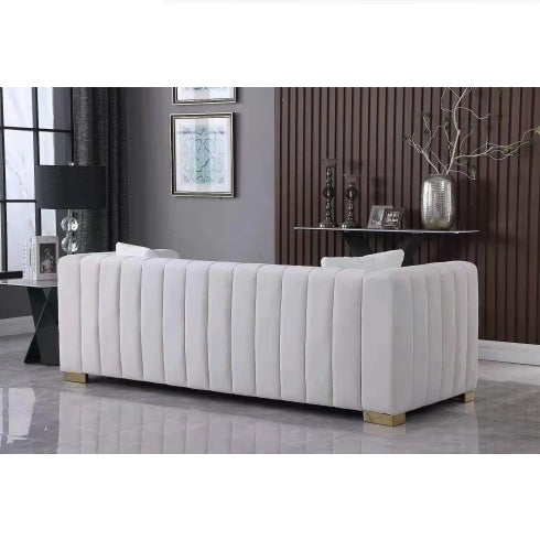 Modern Channel Loveseat - White