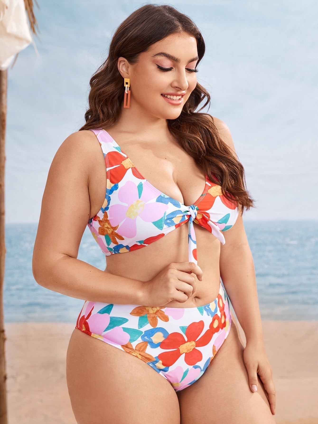 Floral Print Two-Piece Swimsuit - Plus Size