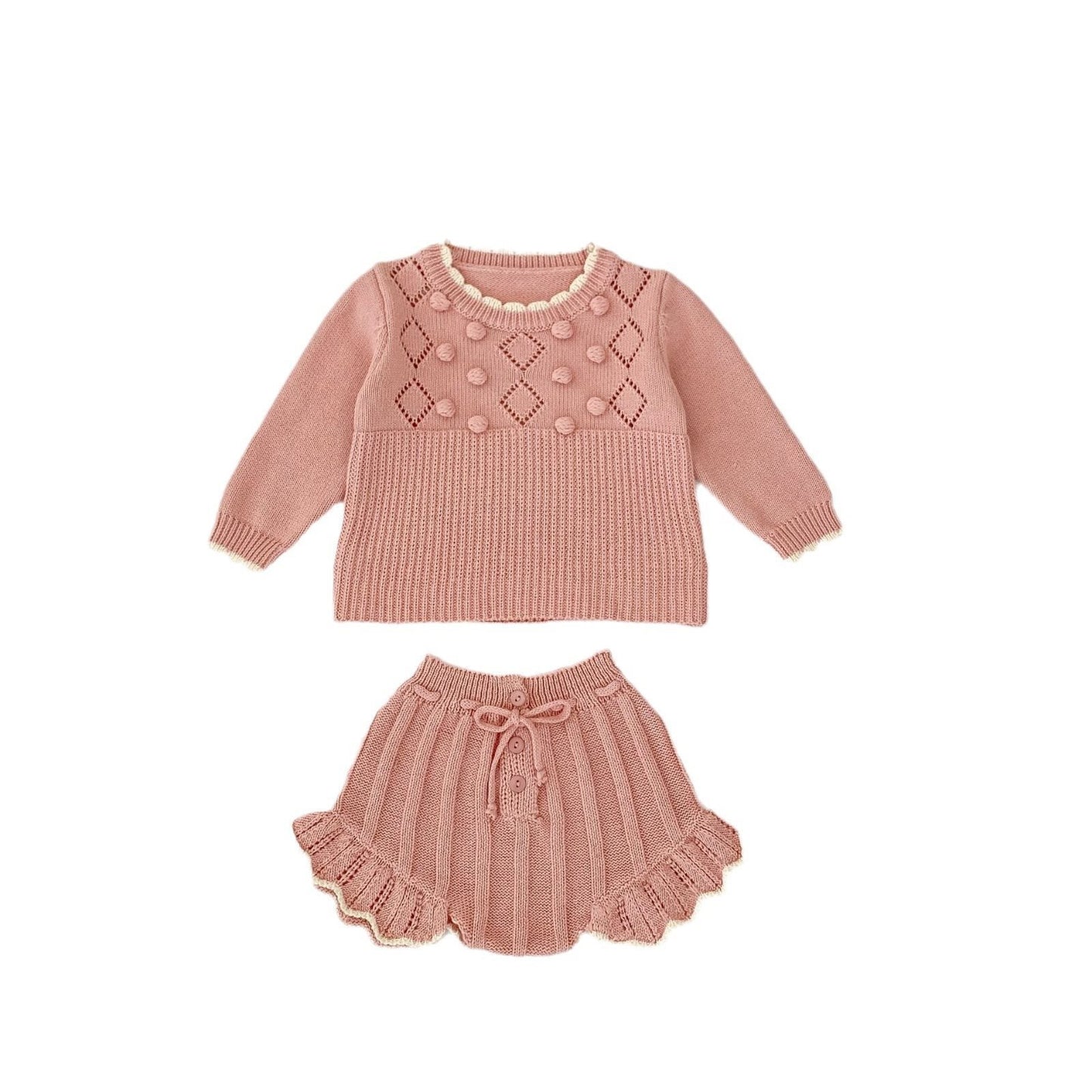 Scalloped Sweater Ball Top Shorts Set