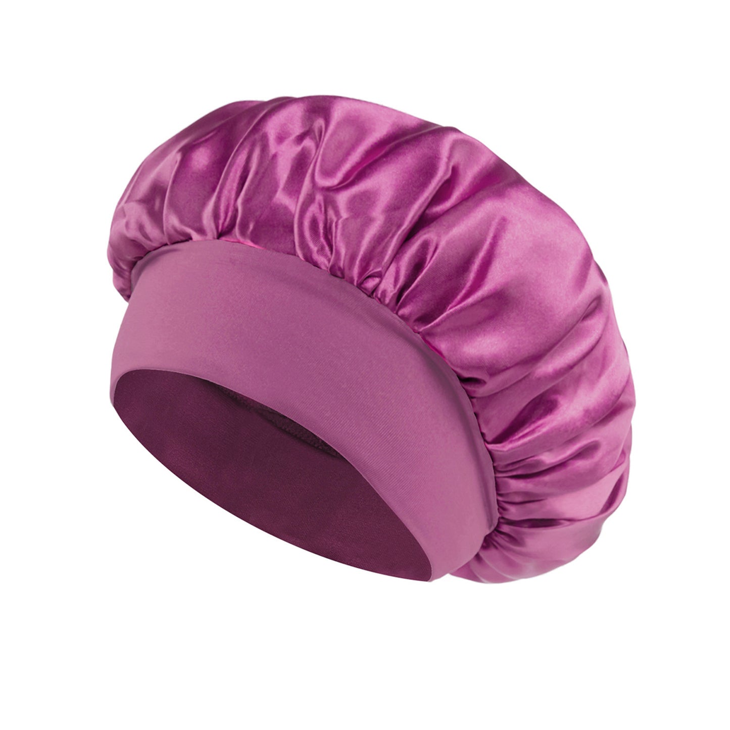 Solid Color Satin Wide Brim Nightcap