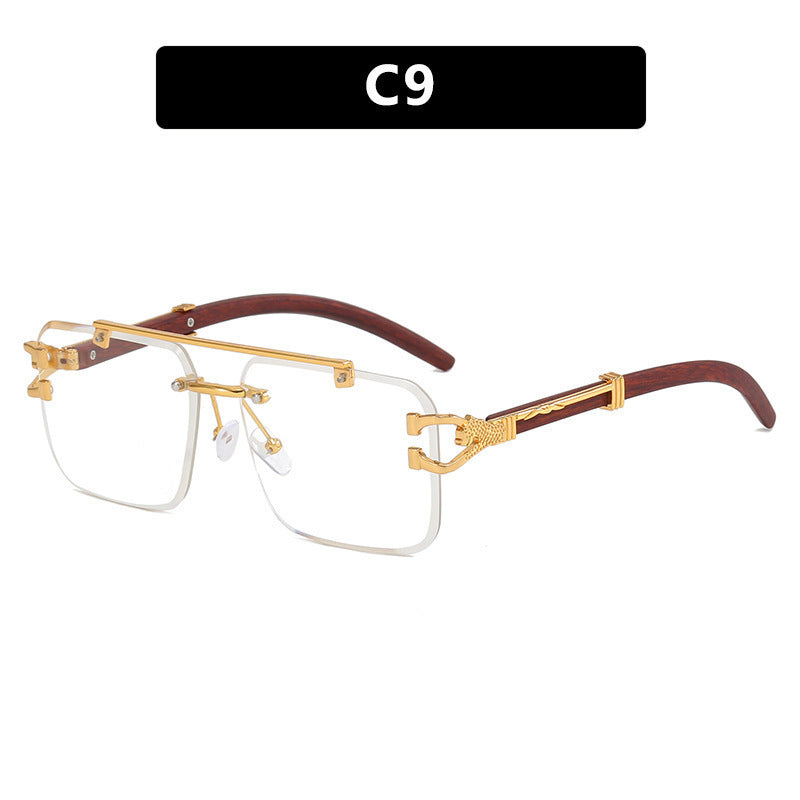 Double Beam Frameless Trimming Square Sunglasses