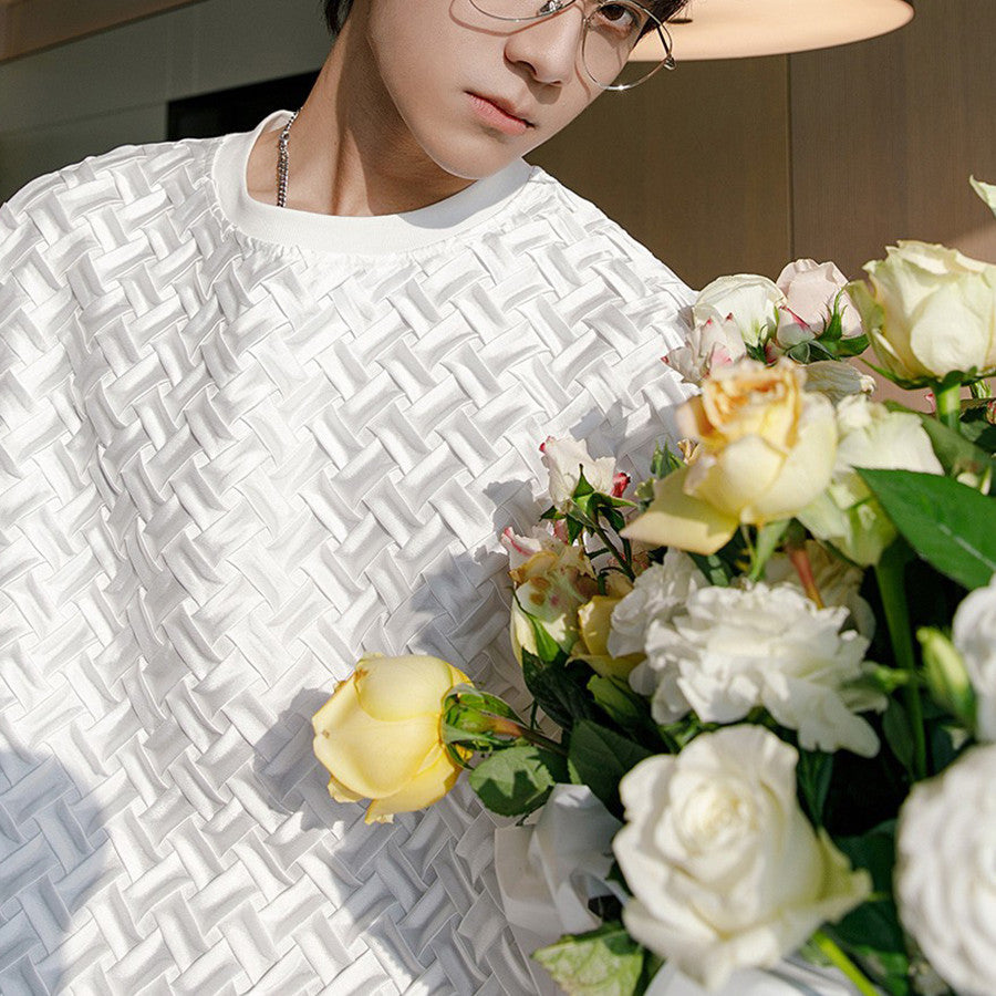 Crew Neck Woven Short Sleeve Shirt