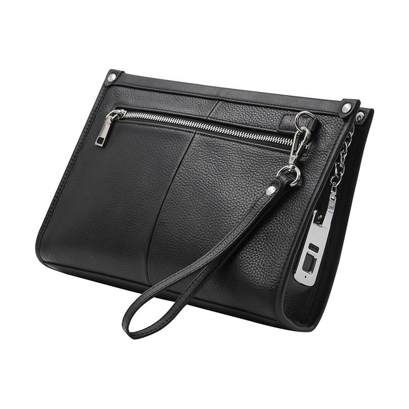 Leather Fingerprint Lock Business Bag
