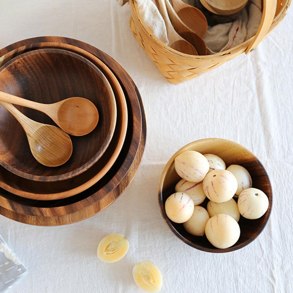 Natural Wooden Fruit Salad Bowl