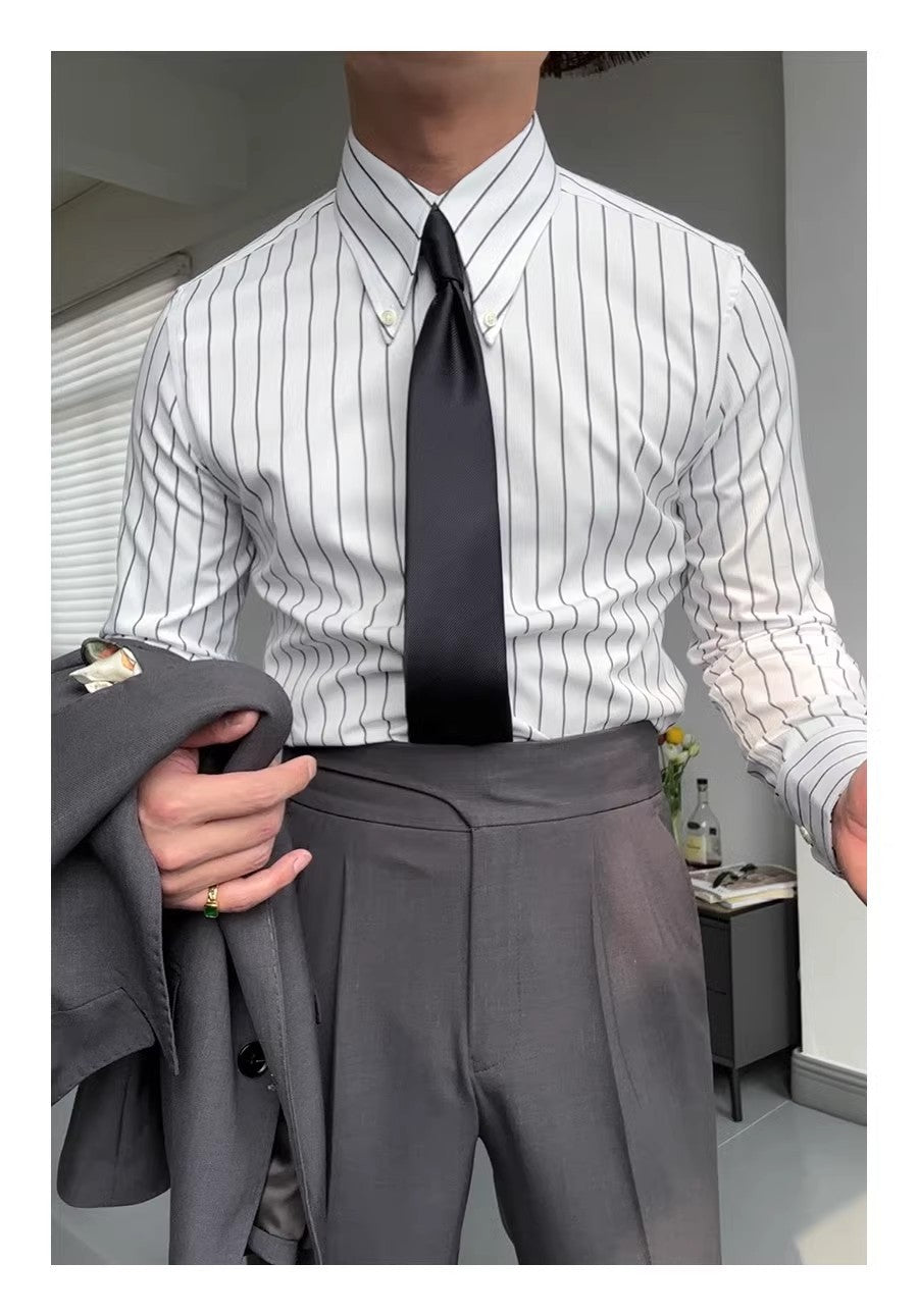 Business Long Sleeve Striped Button Down