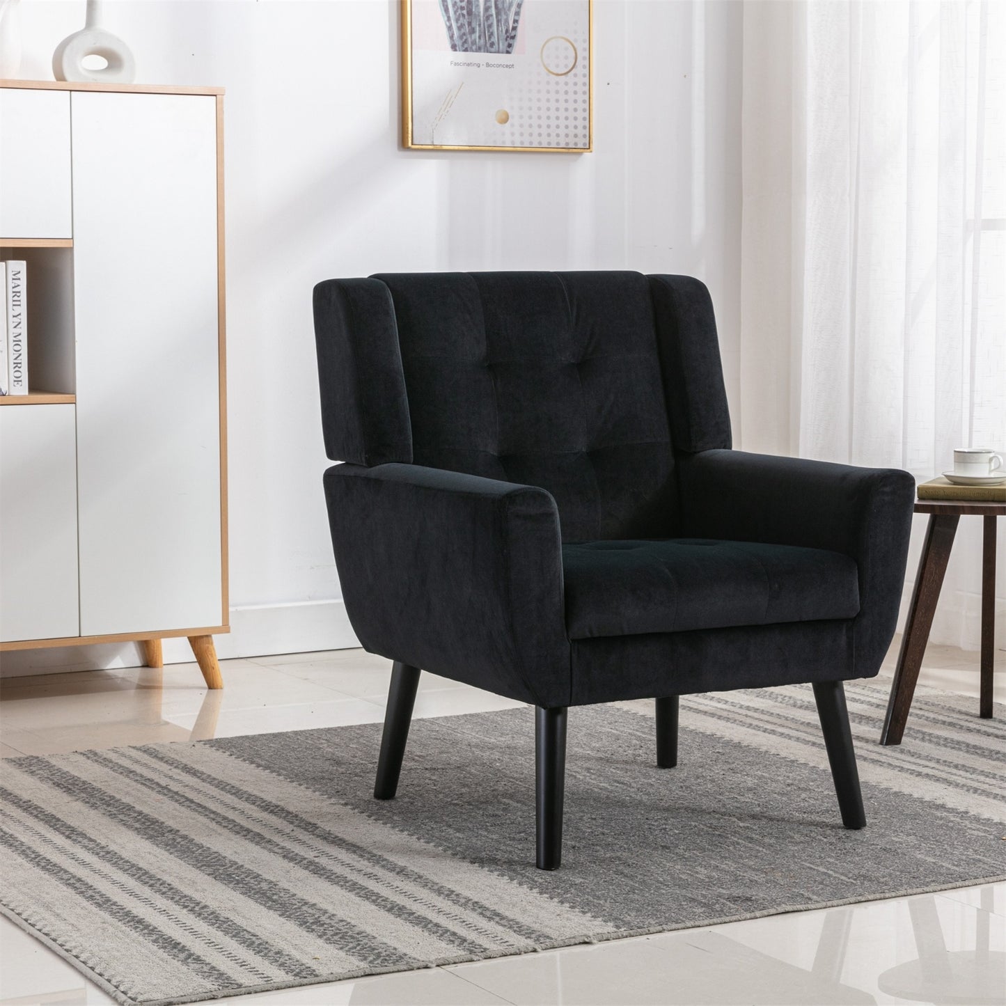Soft Velvet Ergonomic Accent Chair