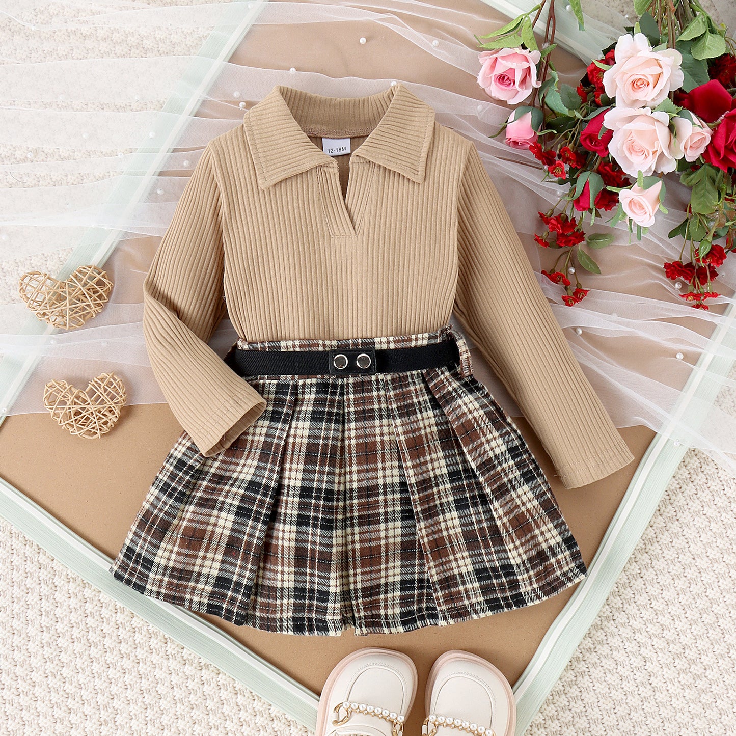 Long Sleeve Pleated Skirt Set