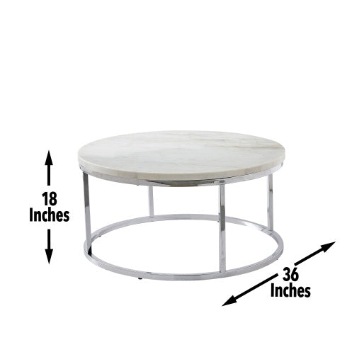 Echo - White Marble Top Round Coffee Table