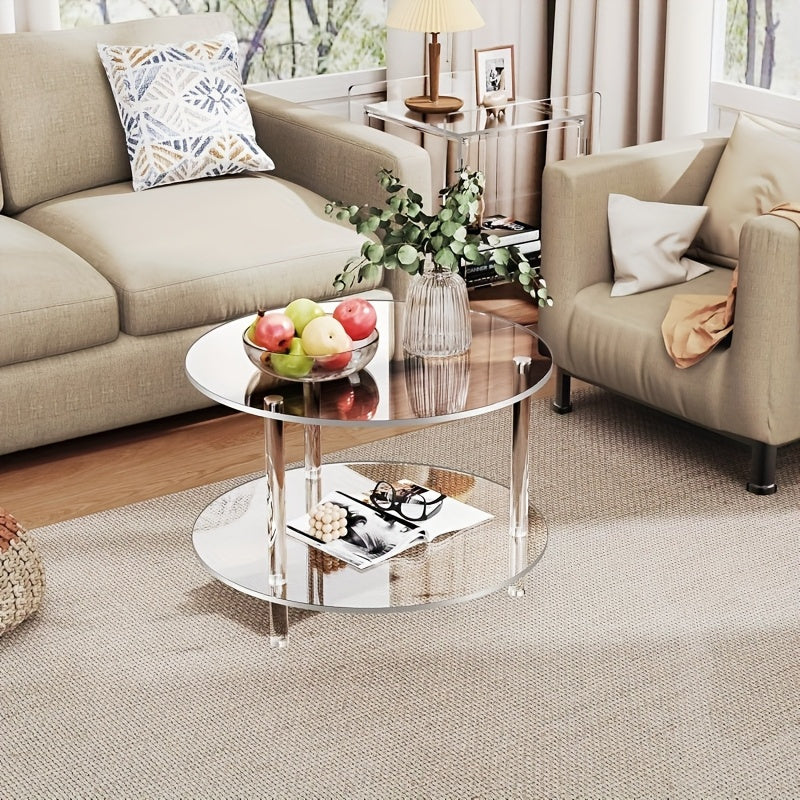 Double - Layer Acrylic Transparent Round Table