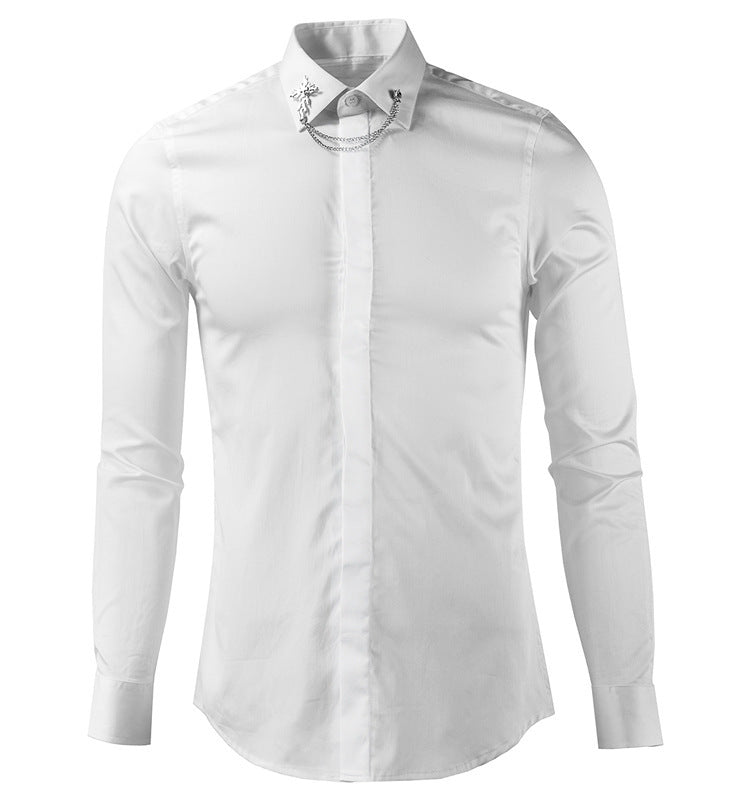 Cloth Element Silver Metal Cross Button Down