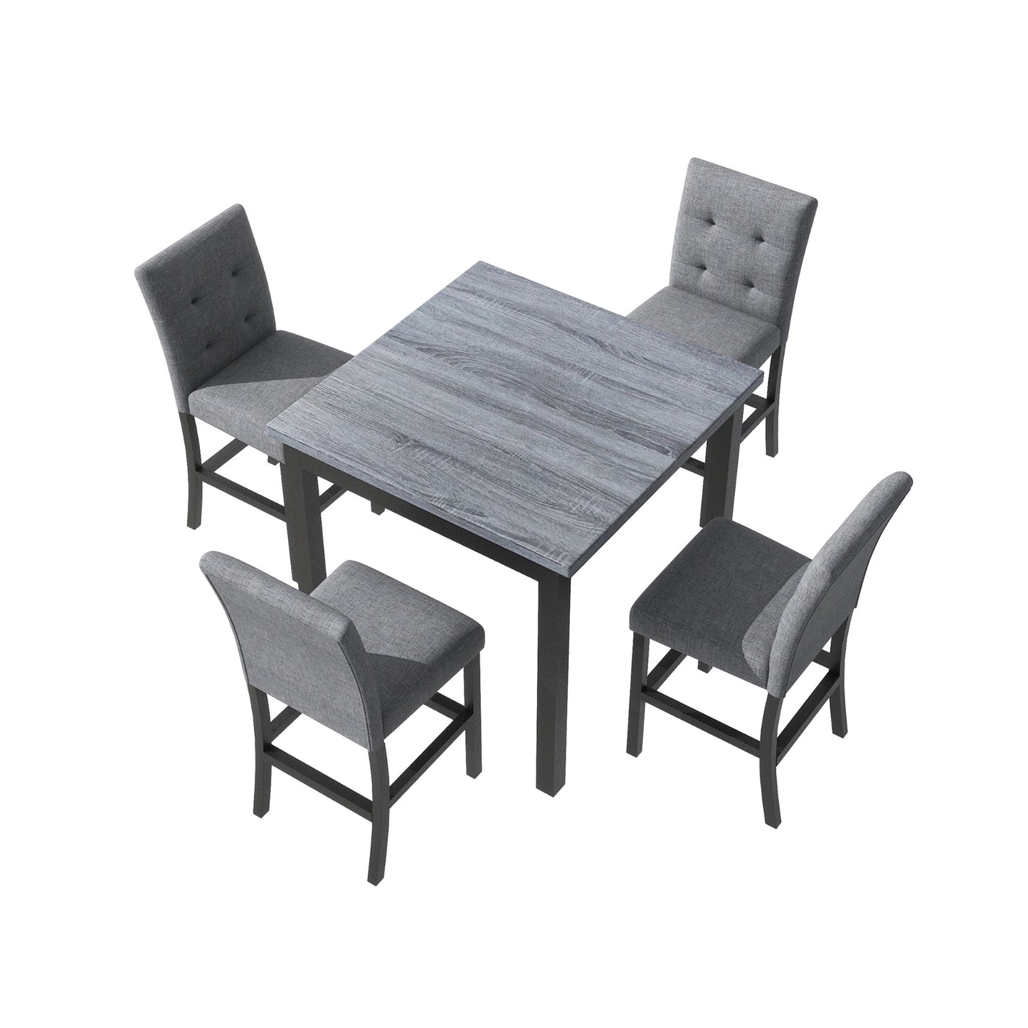 TOPMAX 5-Piece Counter Height Dining Set with Wood Table, Chairs Stools with Footrest
