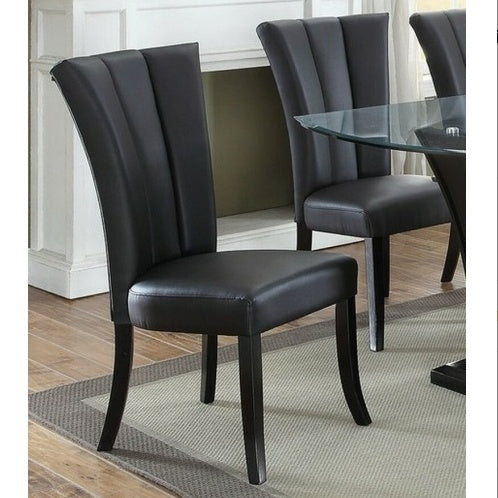 Faux Leather Upholstered Lines Back Set Of 2pc Chairs