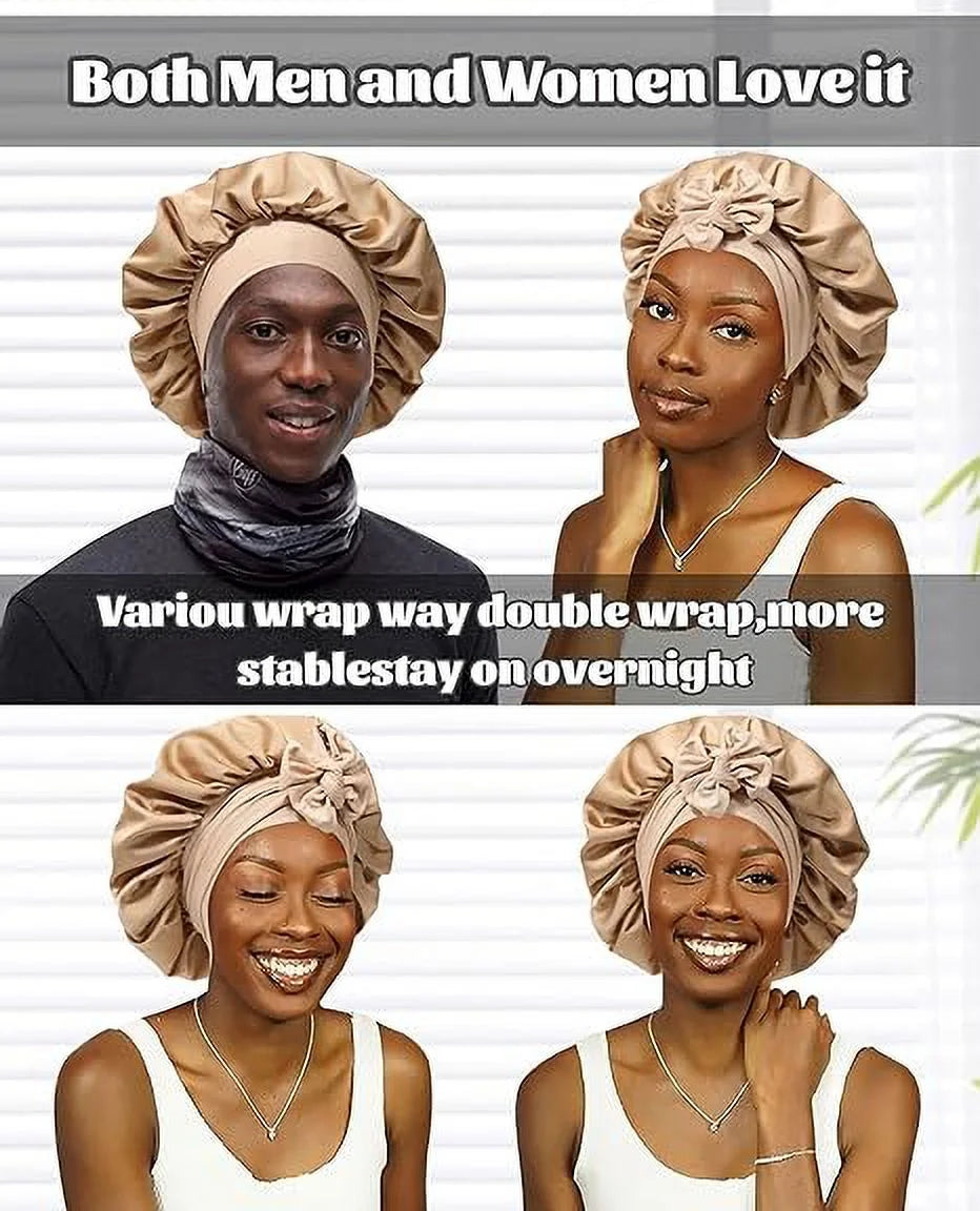 Elastic Tie Satin Bonnet for Sleeping