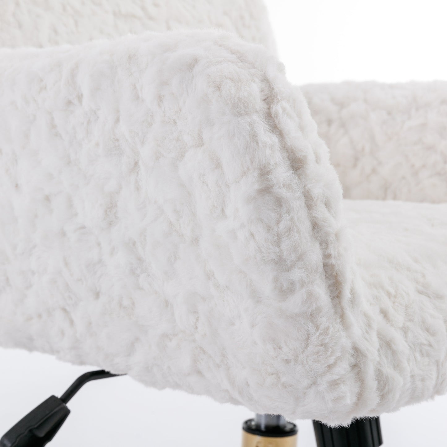 A&A Furniture Rabbit Hair Office Chair With Golden Base - Adjustable