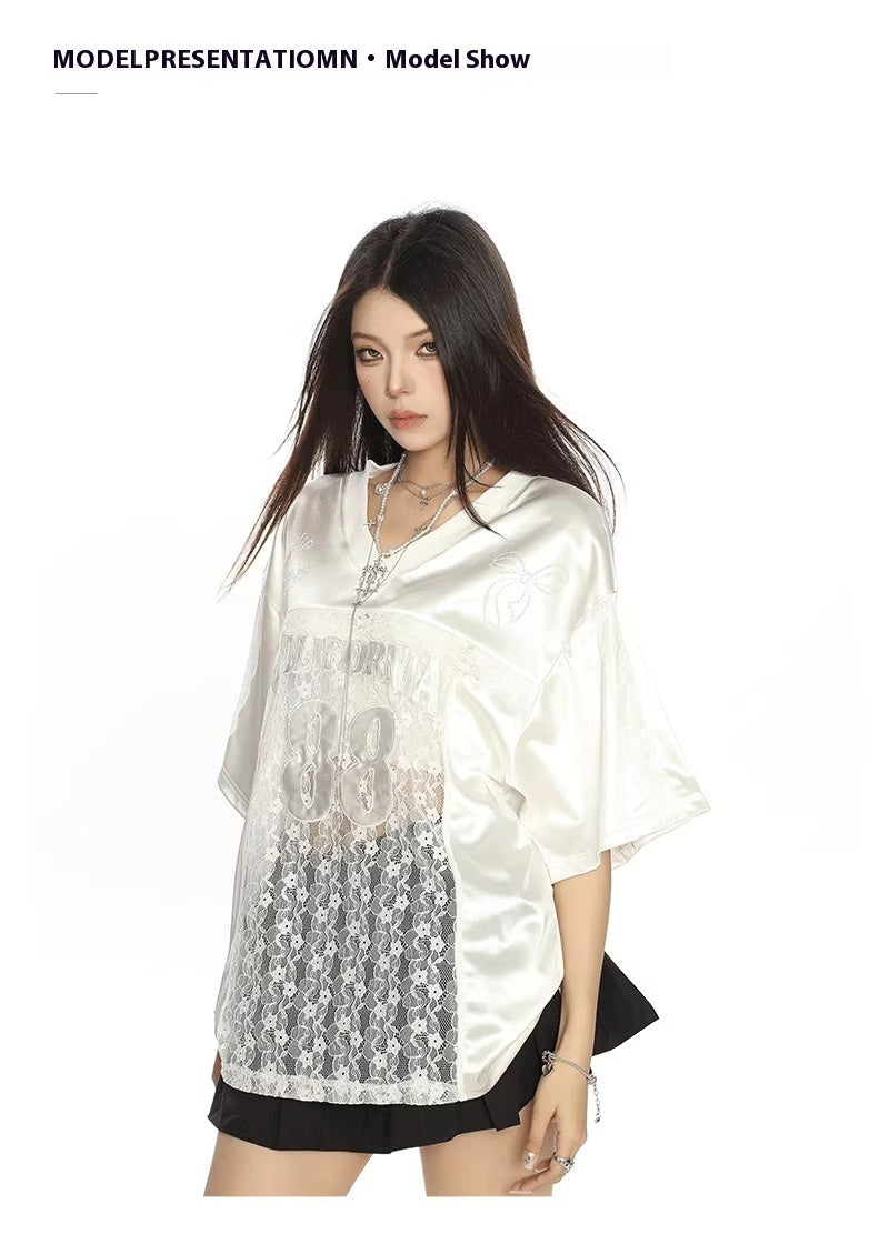 Lace Jersey Short Sleeve Shirt