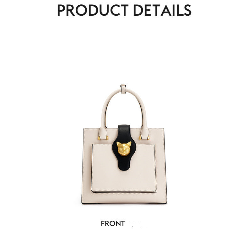 BAFELLI Cat Head Leather All-match HandBag