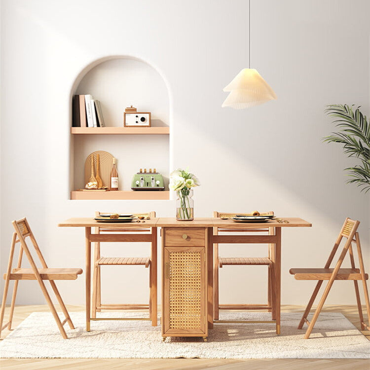 Multifunctional Rattan Log Folding Dining Table