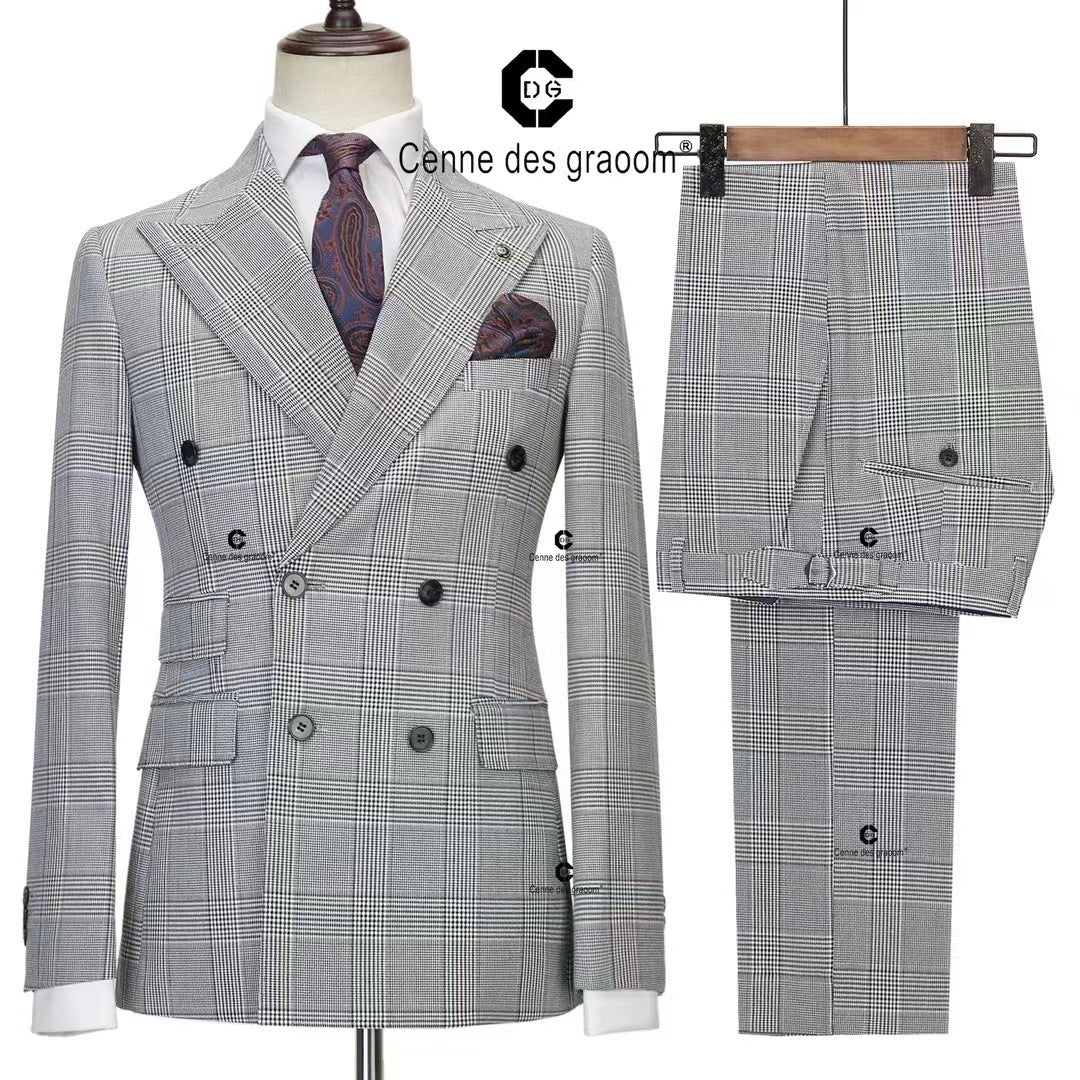 Large Plaid Wool Two-Piece Suit