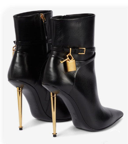 Ankle Lock Pointed Toe Ankle Boots