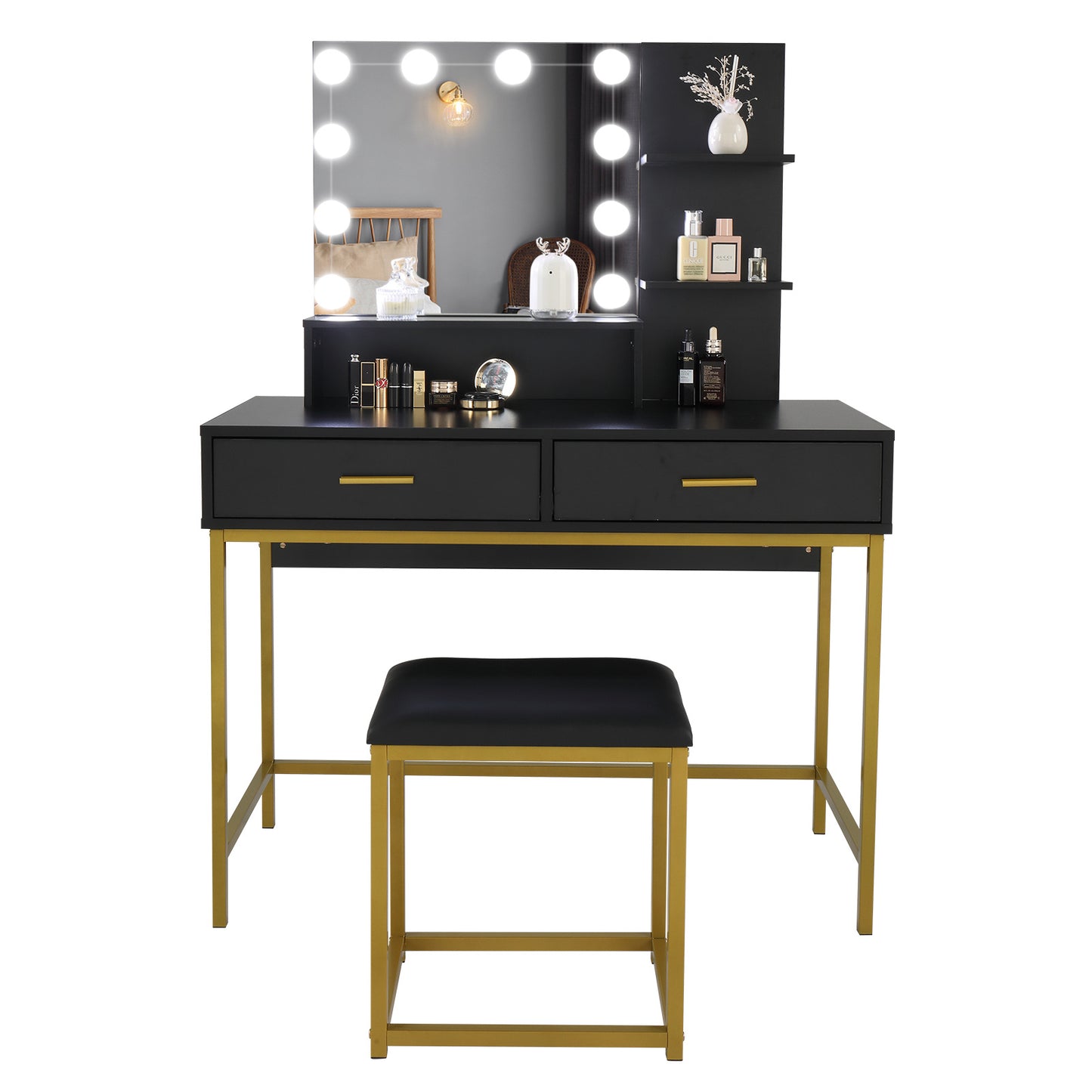 Three-tier Shelf Dressing Vanity Table Set