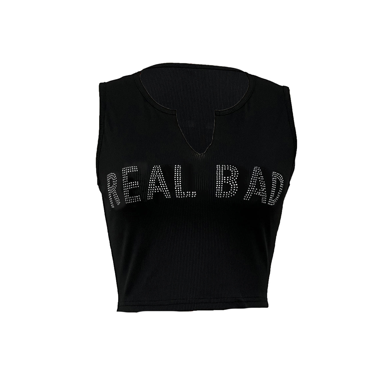 "Real Bad" Rhinestone Letter Cropped Tank