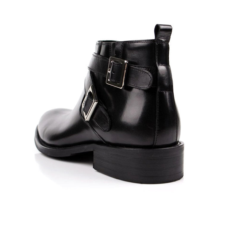 Two Buckle High-Top Leather Boots