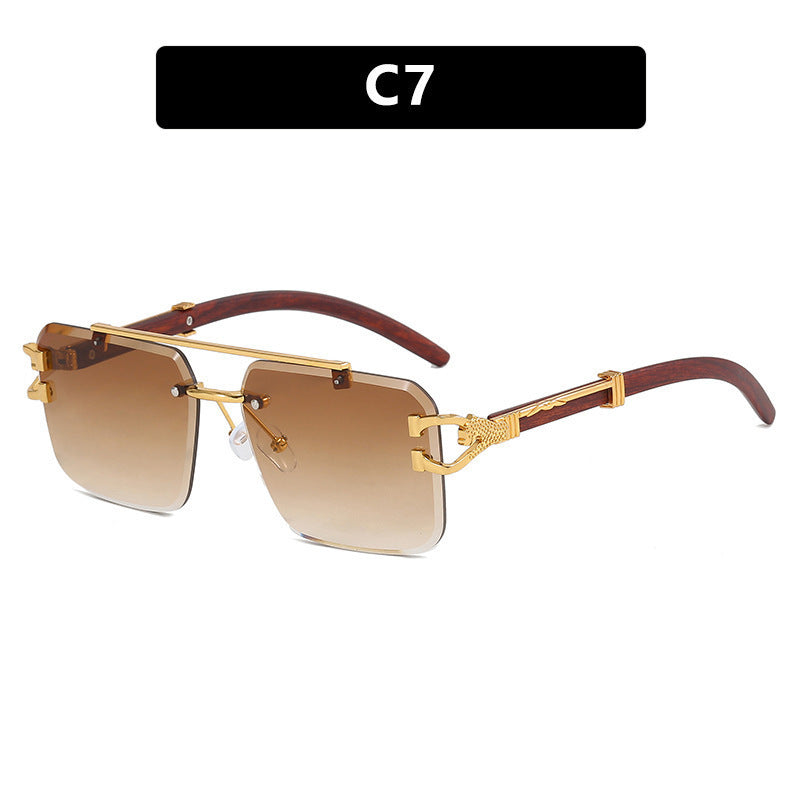 Double Beam Frameless Trimming Square Sunglasses