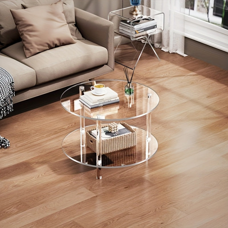 Double - Layer Acrylic Transparent Round Table