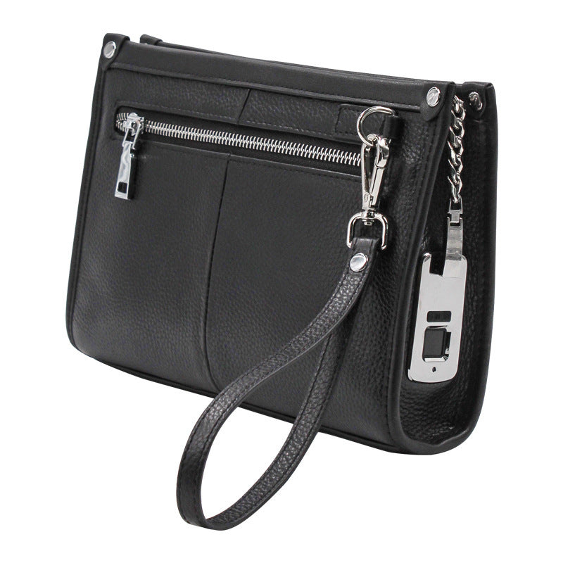 Leather Fingerprint Lock Business Bag
