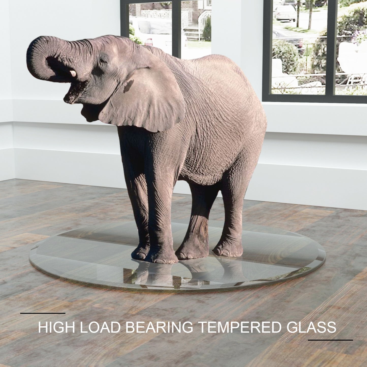 Round Tempered Glass Table - Thick Flat Polished Edge