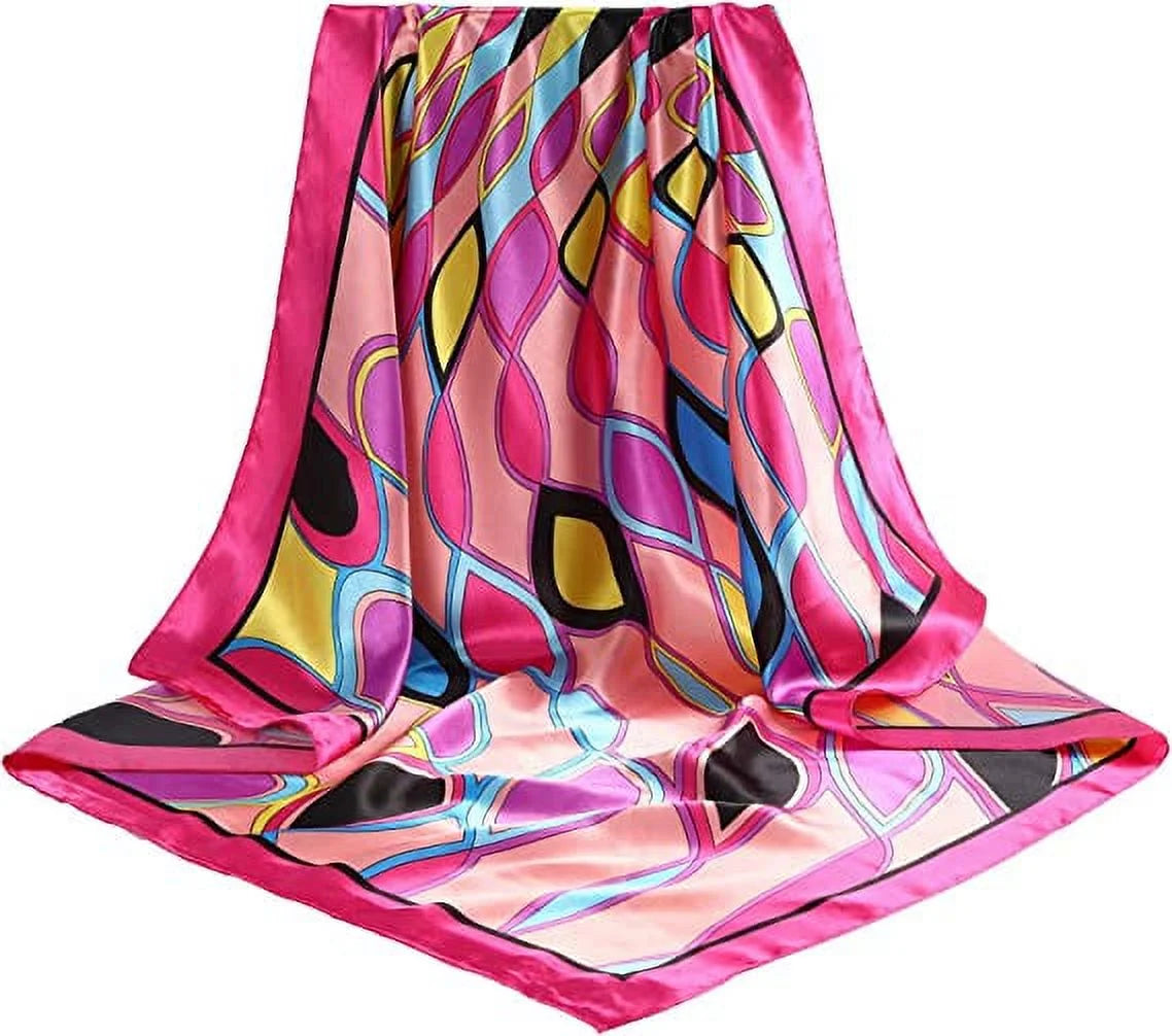 35” Large Satin Square Head Scarf - 2Pcs