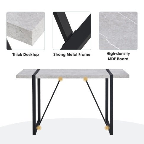 55 Inch Rectangular Dinner Table - Gray