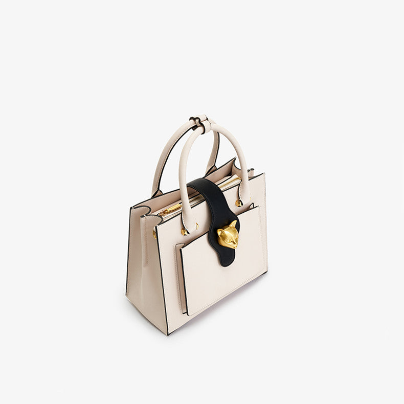 BAFELLI Cat Head Leather All-match HandBag