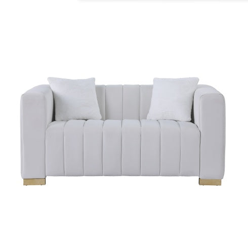 Modern Channel Loveseat - White