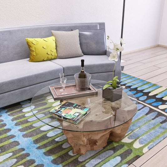 Round Tempered Glass Table - Thick Flat Polished Edge