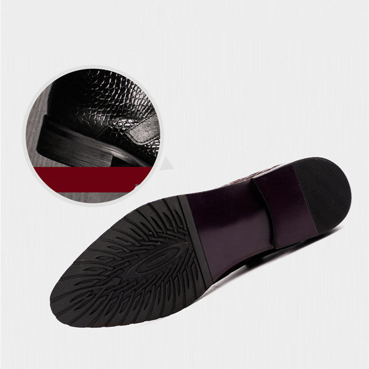 Leather High Top Croc Print Boots