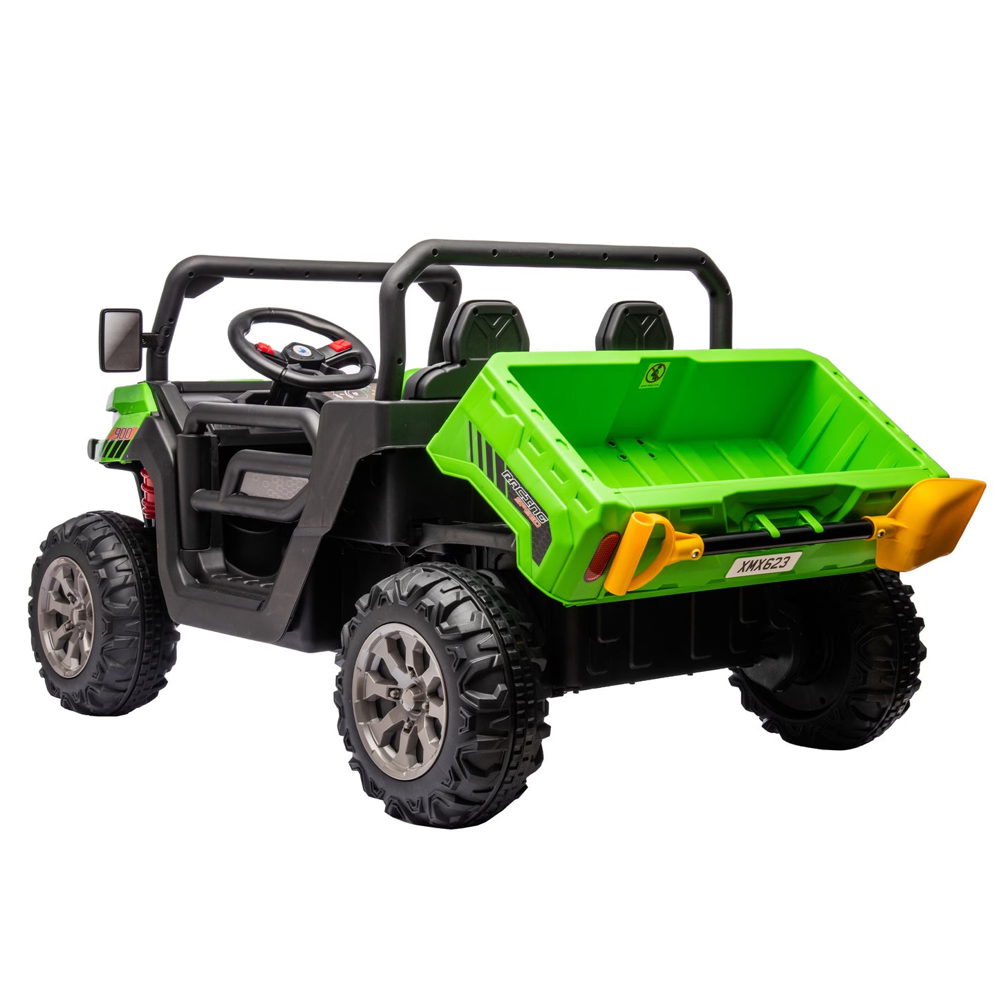 24V Ride On Dump Truck - 2 Seater Kids UTV with Electric Dump Bed - Green