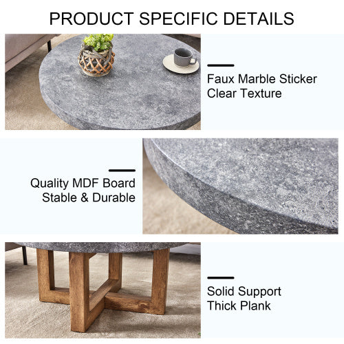 Modern Gray Texture MDF Round Coffee Table