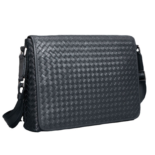 Leather Woven Messenger Bag