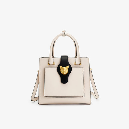 BAFELLI Cat Head Leather All-match HandBag