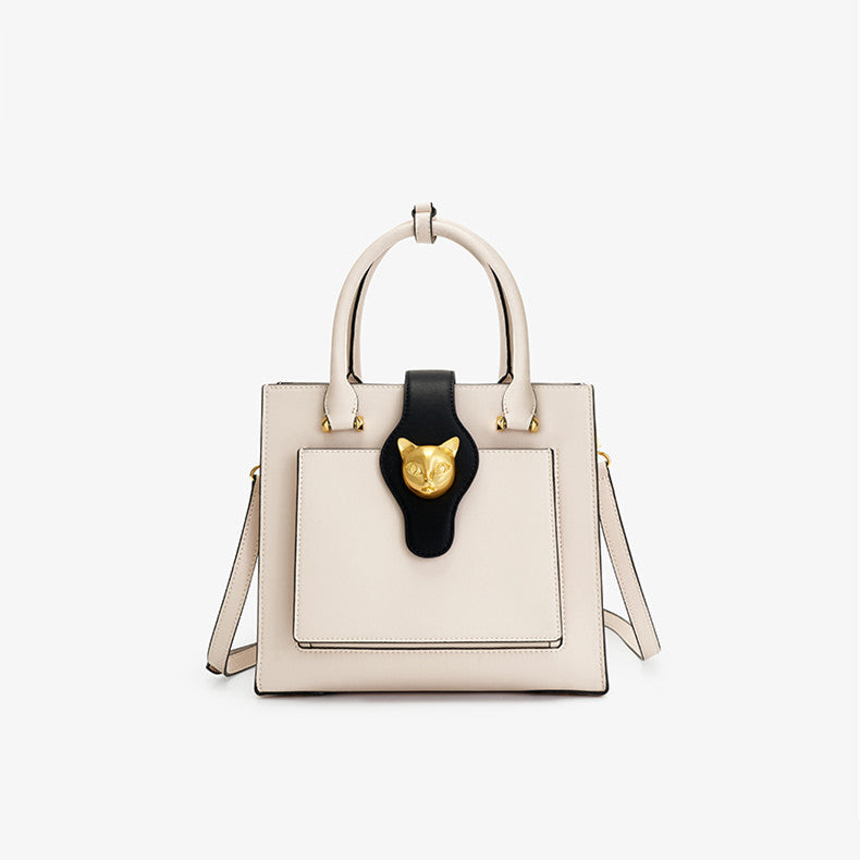 BAFELLI Cat Head Leather All-match HandBag