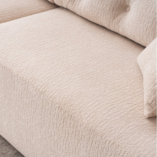 Chenille Fabric COMPRESSION SOFA with 2 Pillows - APRICOT