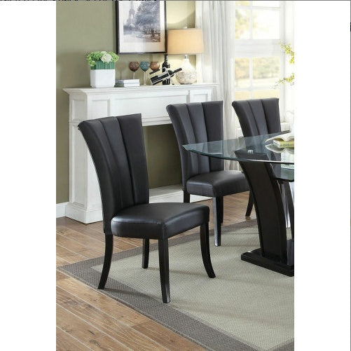 Faux Leather Upholstered Lines Back Set Of 2pc Chairs