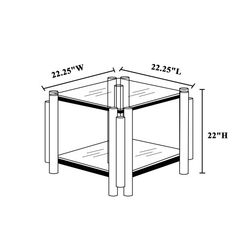 Stainless Steel End Table - Double-Layer Clear Tempered Glass