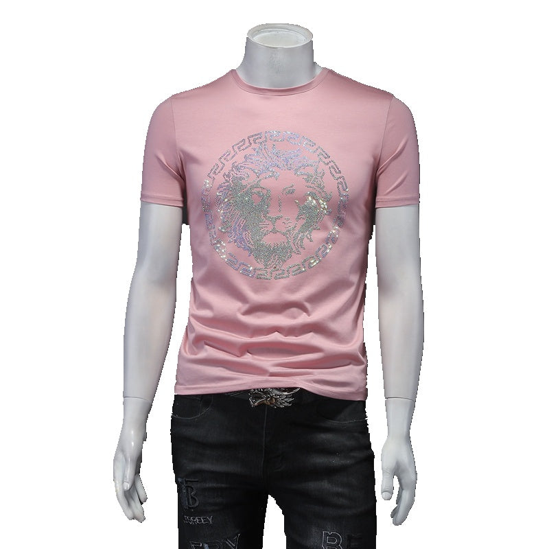 Slim Fit Rhinestone Lion Tee