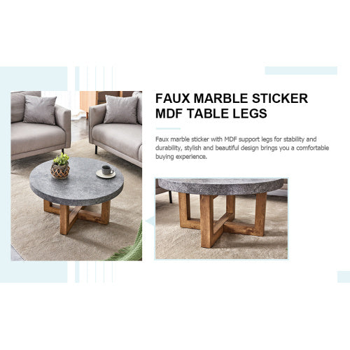 Modern Gray Texture MDF Round Coffee Table