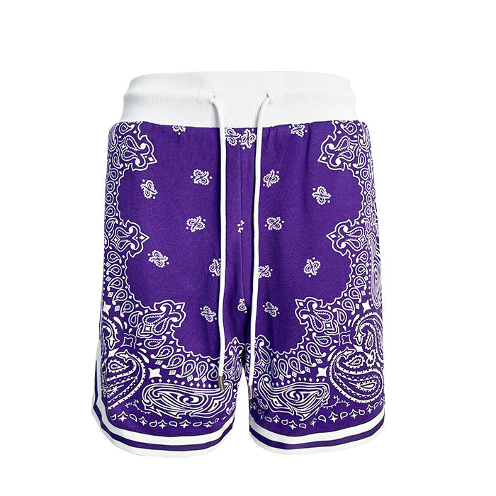 Bandana Print Loose Basketball Shorts