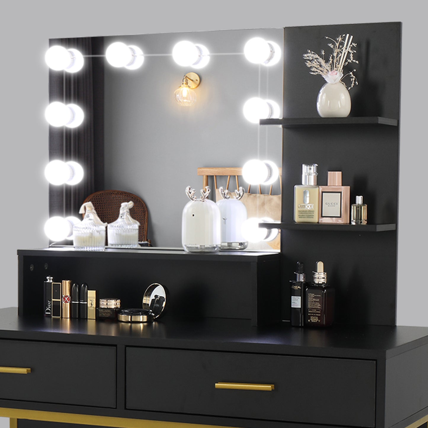Three-tier Shelf Dressing Vanity Table Set