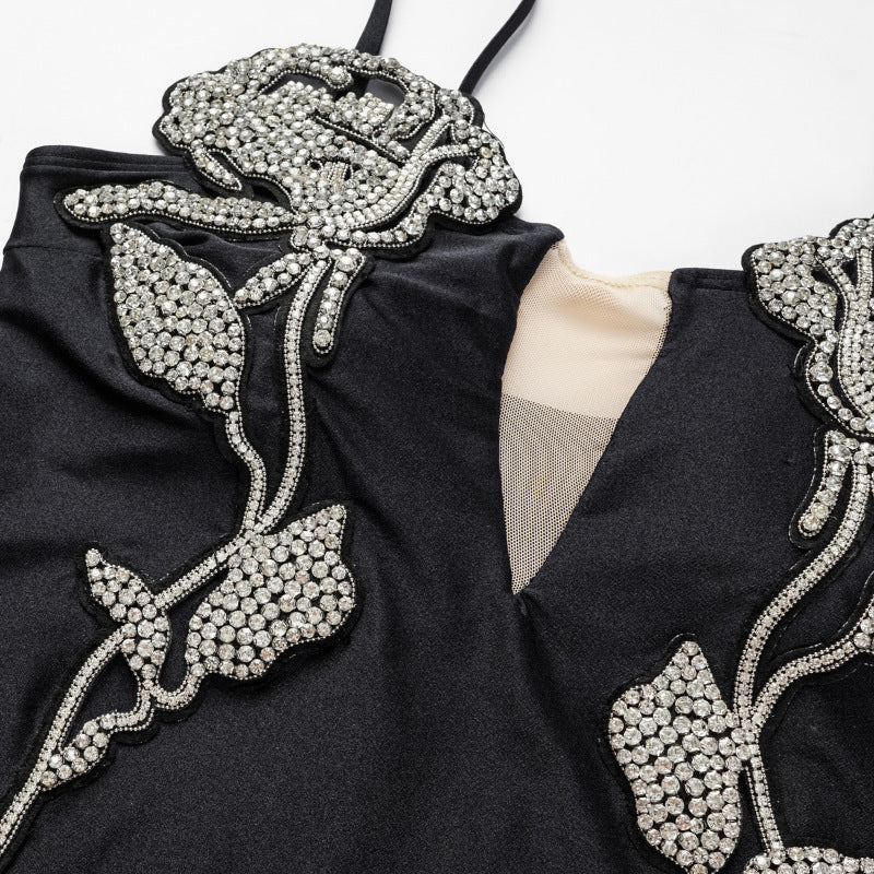 Rhinestone Rose Hot Spring One-piece Swimsuit