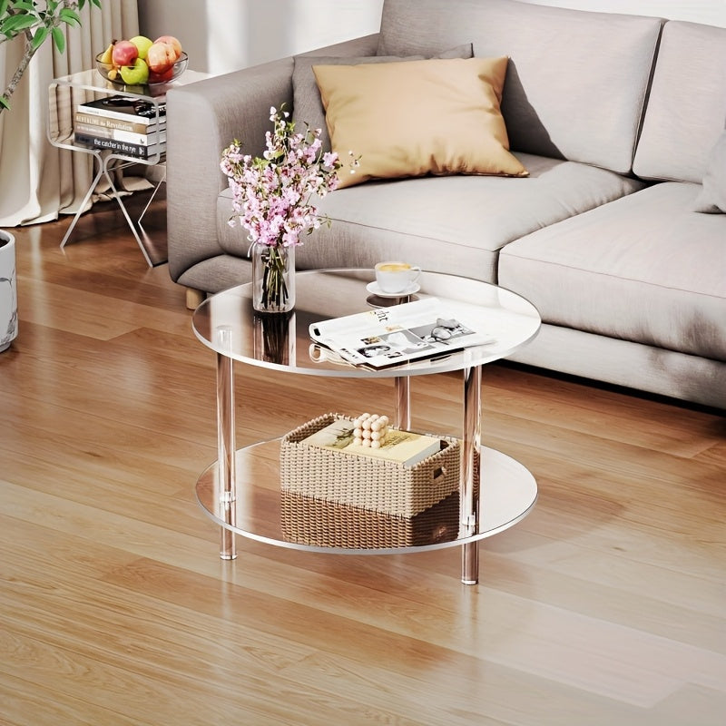 Double - Layer Acrylic Transparent Round Table